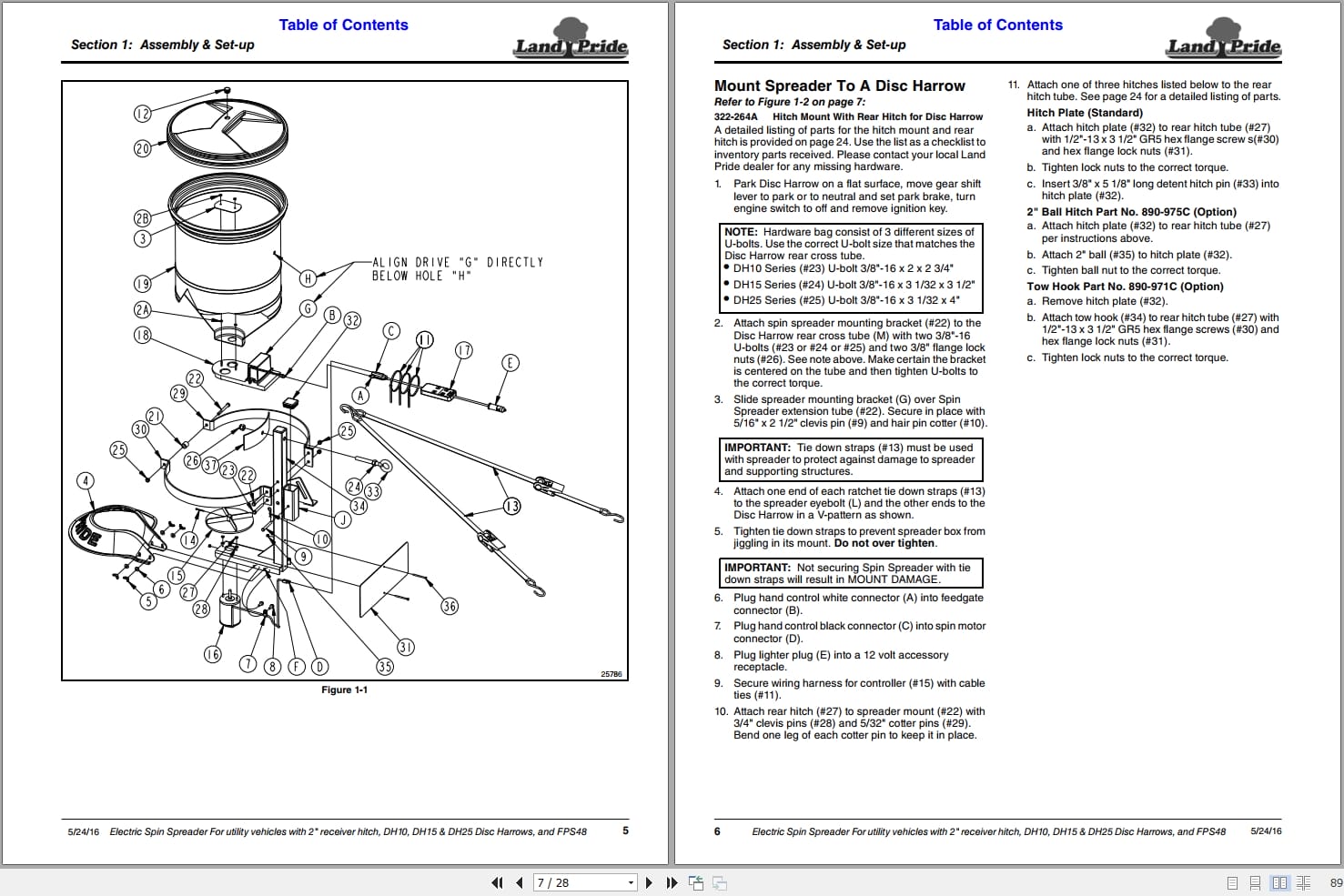 Land Pride Electric Spin Spreader DH10 DH15 DH25 FPS48 Accessory Manual 701 162M (2)