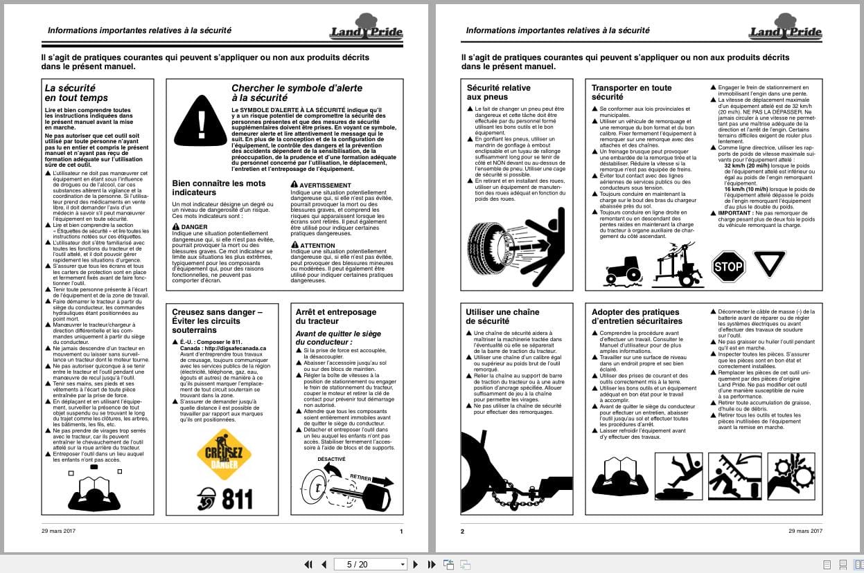 Land Pride Fixed Bar Box Scrapers BB0548 BB0554 Operator Manual 303 187M FRC FR (2)
