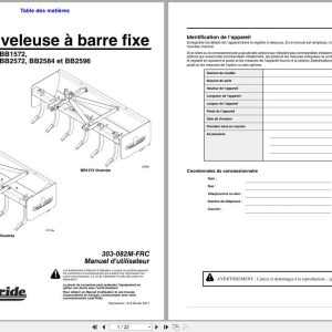 Land Pride Fixed Bar Box Scrapers BB1560 to BB2596 Operator Manual 303 082M FRC FR (1)