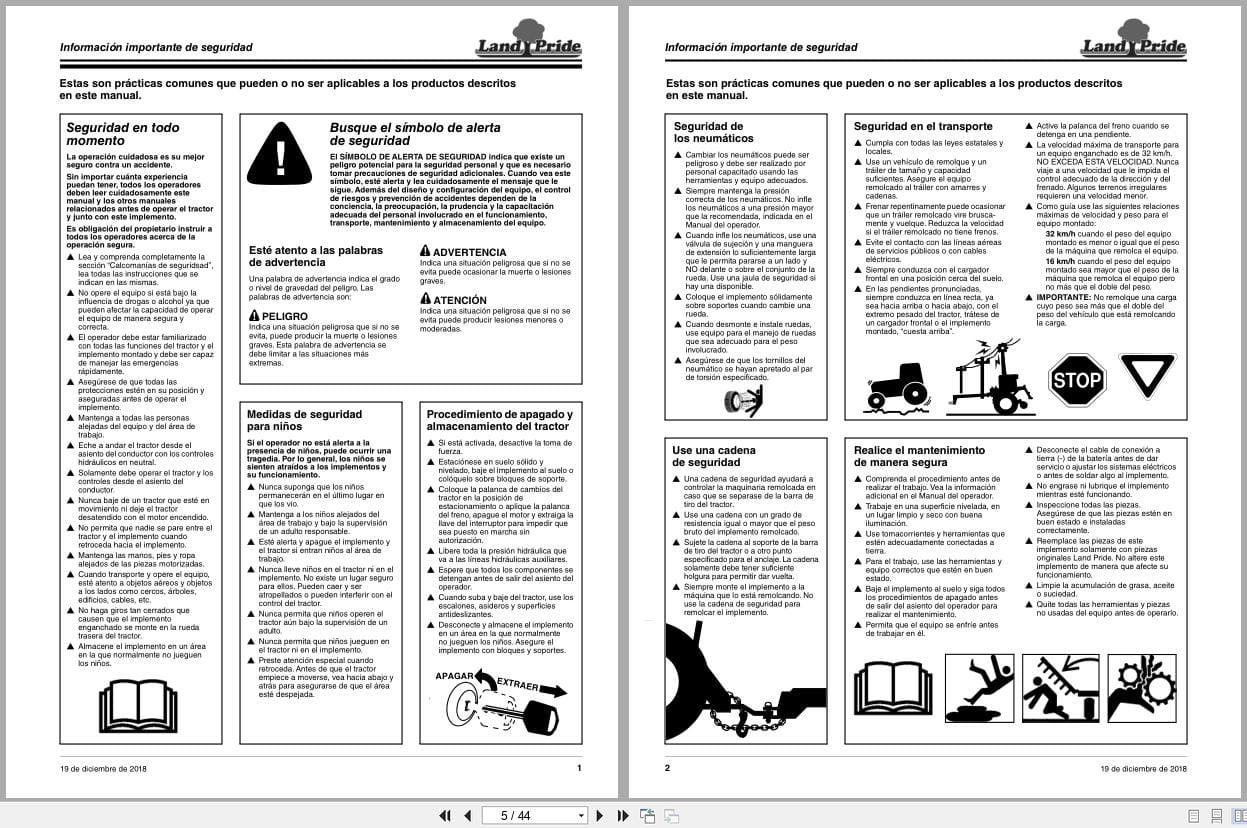 Land Pride Flail Mower FM2548 to FM2584 Operator Manual 333 138M SPA ES (2)