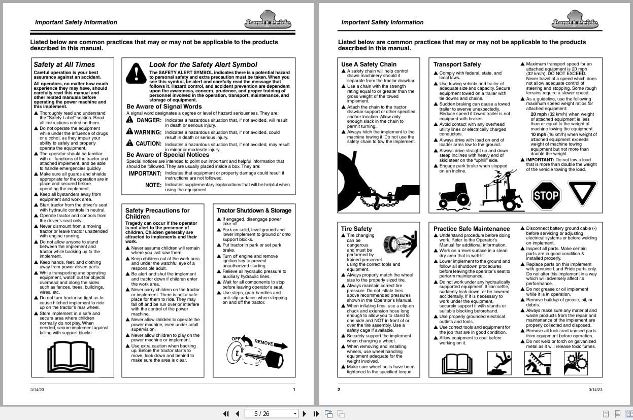 Land Pride Grading Scrapers GS1548 GS1560 GS1572 Operation Manual 303 230M (2)