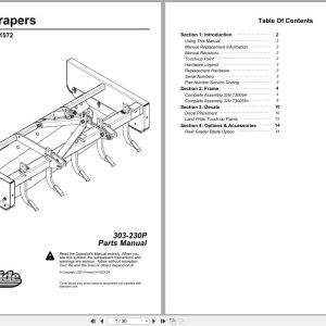Land Pride Grading Scrapers GS1548 GS1560 GS1572 Parts Manual 303 230P (1)