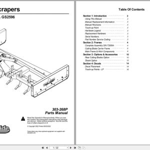 Land Pride Grading Scrapers GS2572 GS2584 GS2596 Parts Manual 303 268P (1)