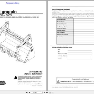 Land Pride Grapple Bucket GB25 GBE25 GBE30 Series Operator Manual 380 192M FRC FR (1)