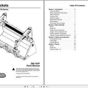 Land Pride Grapple Buckets GB25 GBE25 GBE30 Series Parts Manual 380 192P (1)