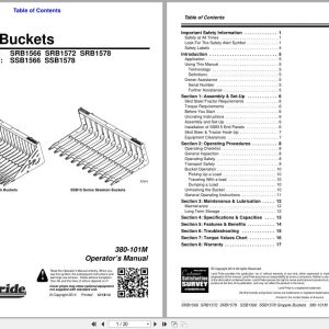Land Pride Grapple Buckets SRB1566 to SSB1578 Operation Manual 380 101M (1)