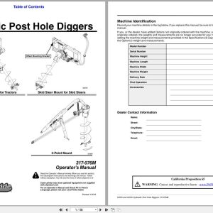Land Pride Hydraulic Post Hole Digger HD25 HD35 Operation Manual 317 076M (1)
