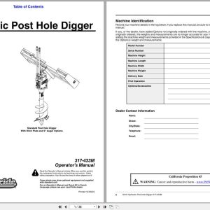 Land Pride Hydraulic Post Hole Digger SA10 Operation Manual 317 433M (1)