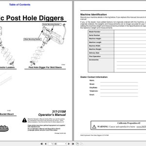 Land Pride Hydraulic Post Hole Digger SA20 Operation Manual 317 215M (1)