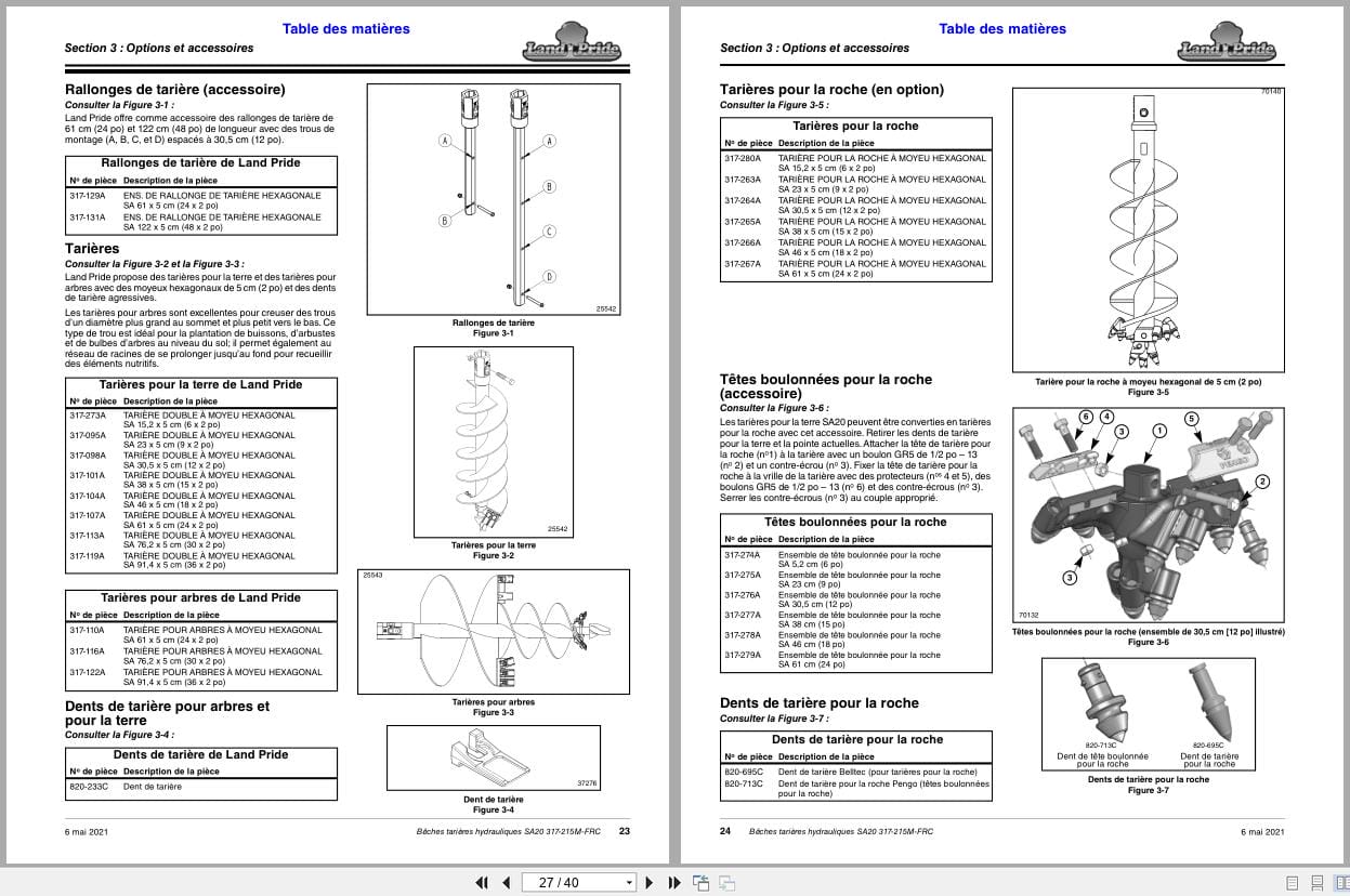 Land Pride Hydraulic Post Hole Digger SA20 Operator Manual 317 215M FRC FR (2)