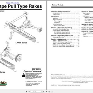 Land Pride Landscape Pull Type Rakes LRP05 LRP15 Series Operator Manual 302 223M (1)