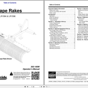 Land Pride Landscape Rakes LR0548 to LR1596 Operation Manual 302 185M (1)
