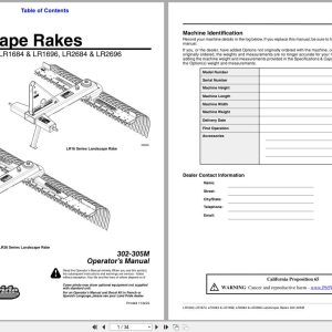 Land Pride Landscape Rakes LR1660 LR1672 LR1684 LR1696 LR2684 LR2696 Operation Manual 302 305M (1)