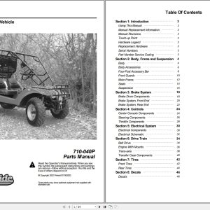 Land Pride Light Utility Vehicle Runabout 4200ATR Parts Manual 710 040P (1)