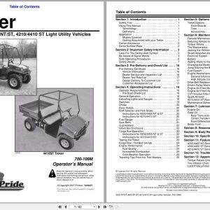 Land Pride Light Utility Vehicles Treker 4200 NT to 4410 ST Operator Manual 700 108M (1)