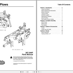Land Pride Moldboard Plows MP10 MP20 Parts Manual 307 244P (1)