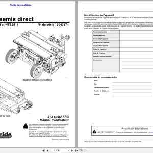 Land Pride No Till Seeder NTS2507 NTS2509 NTS2511 Operator Manual 313 629M FRC FR (1)