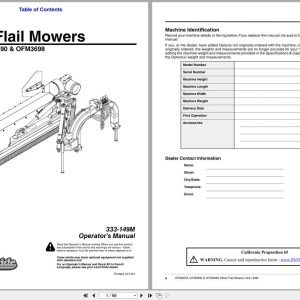 Land Pride Offset Flail Mower OFM3678 OFM3690 OFM3698 Operation Manual 333 149M (1)