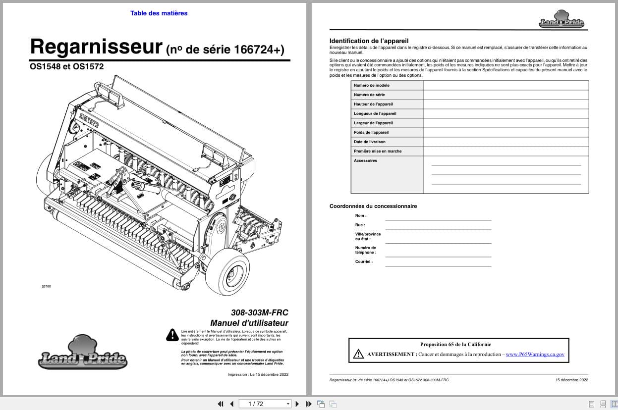 Land Pride Overeeder OS1548 OS1572 308 303M FRC Operator Manual FR (1)