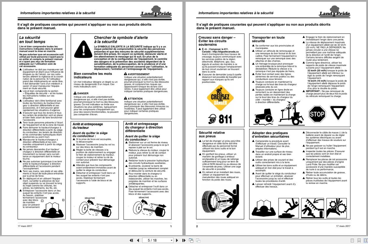 Land Pride Pallet Forks PF10 PF20 Operator Manual 319 033M FRC FR (2)