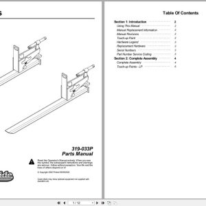Land Pride Pallet Forks PF10 PF20 Parts Manual 319 033P (1)