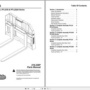 Land Pride Pallet Forks PFL20 to PFLE64 Series Parts Manual 319 238P (1)