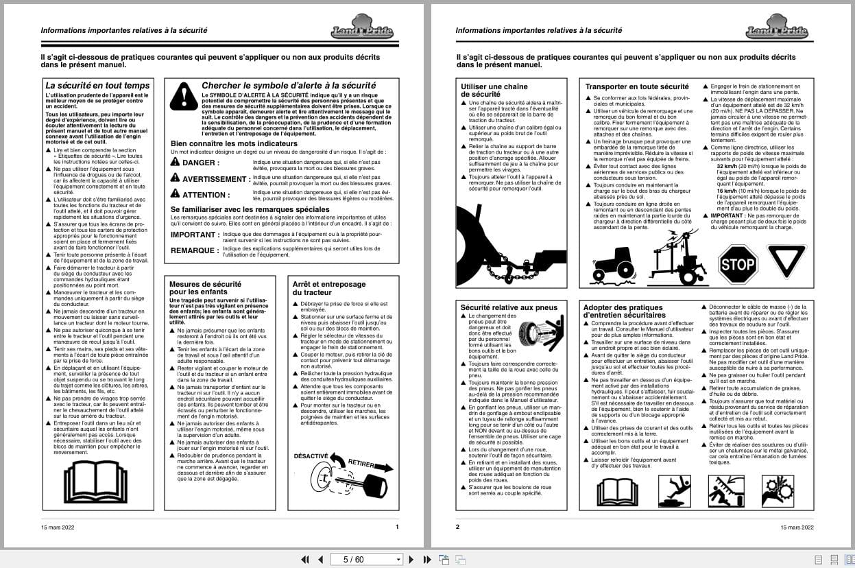 Land Pride Pendulum Spreader PFS4000 PFS5060 PFS8010 Operator Manual 309 124M FRC FR (2)