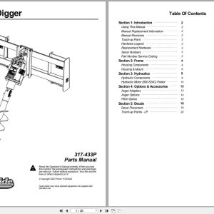 Land Pride Post Hole Digger SA10 Parts Manual 317 433P (1)