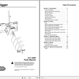 Land Pride Post Hole Digger SAC35 Parts Manual 317 188P (1)