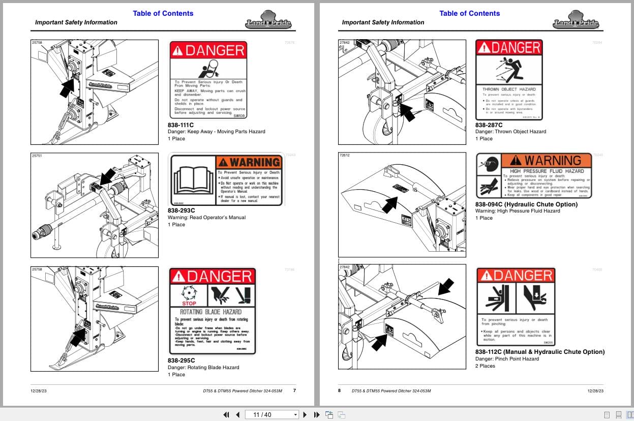 Land Pride Powered Ditcher DT55 DTM55 Operation Manual 324 053M (2)