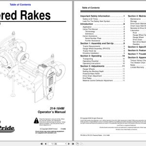 Land Pride Powered Rakes PR1560 PR1572 Operator Manual 314 164M (1)