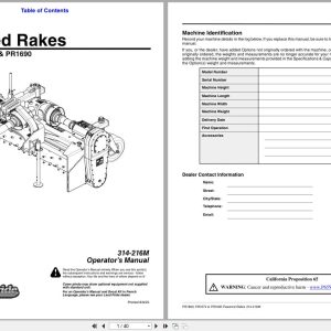 Land Pride Powered Rakes PR1660 PR1672 PR1690 Operator Manual 314 216M (1)