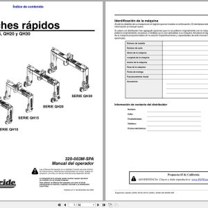 Land Pride Quick Hitch QH05 QH10 QH15 QH20 QH30 Operator Manual 320 003M SPA ES (1)