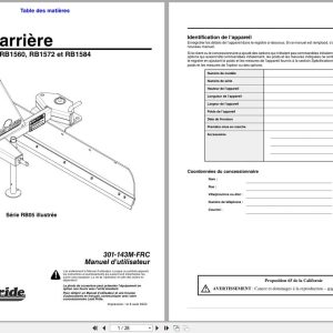 Land Pride Rear Blades RB0548 RB0560 RB1560 RB1572 RB1584 Operator Manual 301 143M FRC FR (1)