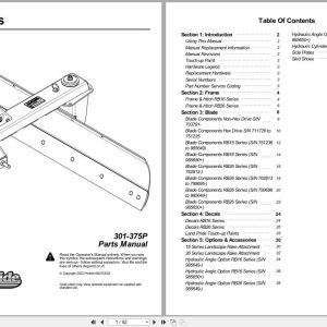Land Pride Rear Blades RB16 RB26 Series Parts Manual 301 375P (1)