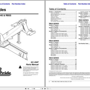 Land Pride Rear Blades RB25 RB35 RB45 RB55 Parts Manual 301 206P (1)