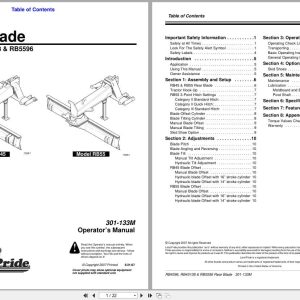 Land Pride Rear Blades RB4596 RB45108 RB5596 Operator Manual 301 133M (1)