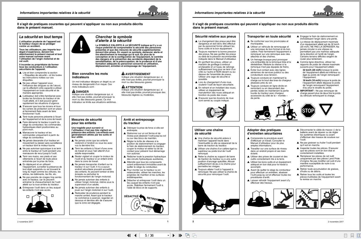 Land Pride Rear Blades RBT4596 RBT45108 Operator Manual 301 205M FRC FR (2)
