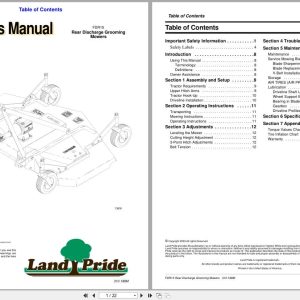 Land Pride Rear Discharge Grooming Mowers FDR15 Operator Manual 310 188M (1)