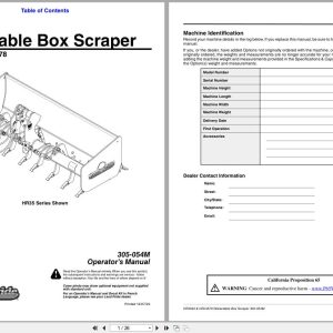 Land Pride Retractable Box Scrapers HR3584 HRL3578 Operation Manual 305 054M (1)