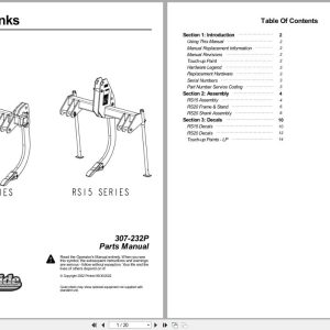 Land Pride Ripper Shanks RS15 RS20 Parts Manual 307 232P (1)