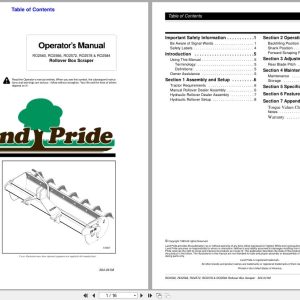 Land Pride Rollover Box Scrapers RO2560 RO2566 RO2572 RO2578 RO2584 Operator Manual 304 041M (1)