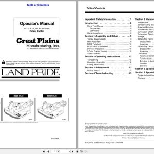 Land Pride Rotary Cutters RC15 RC25 RC35 Series Operator Manual 312 298M (1)