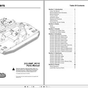Land Pride Rotary Cutters RC15 Series Parts Manual 312 298P RC15 (1)