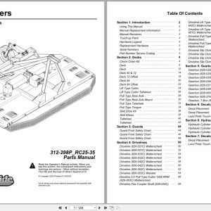 Land Pride Rotary Cutters RC25 RC35 RCM35 Series Parts Manual 312 298P RC25 35 (1)