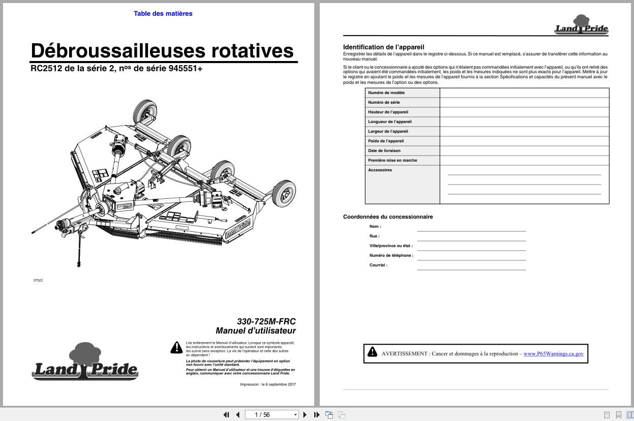 Land Pride Rotary Cutters RC2512 Series 2 Operator Manual 330 725M FRC FR (1)