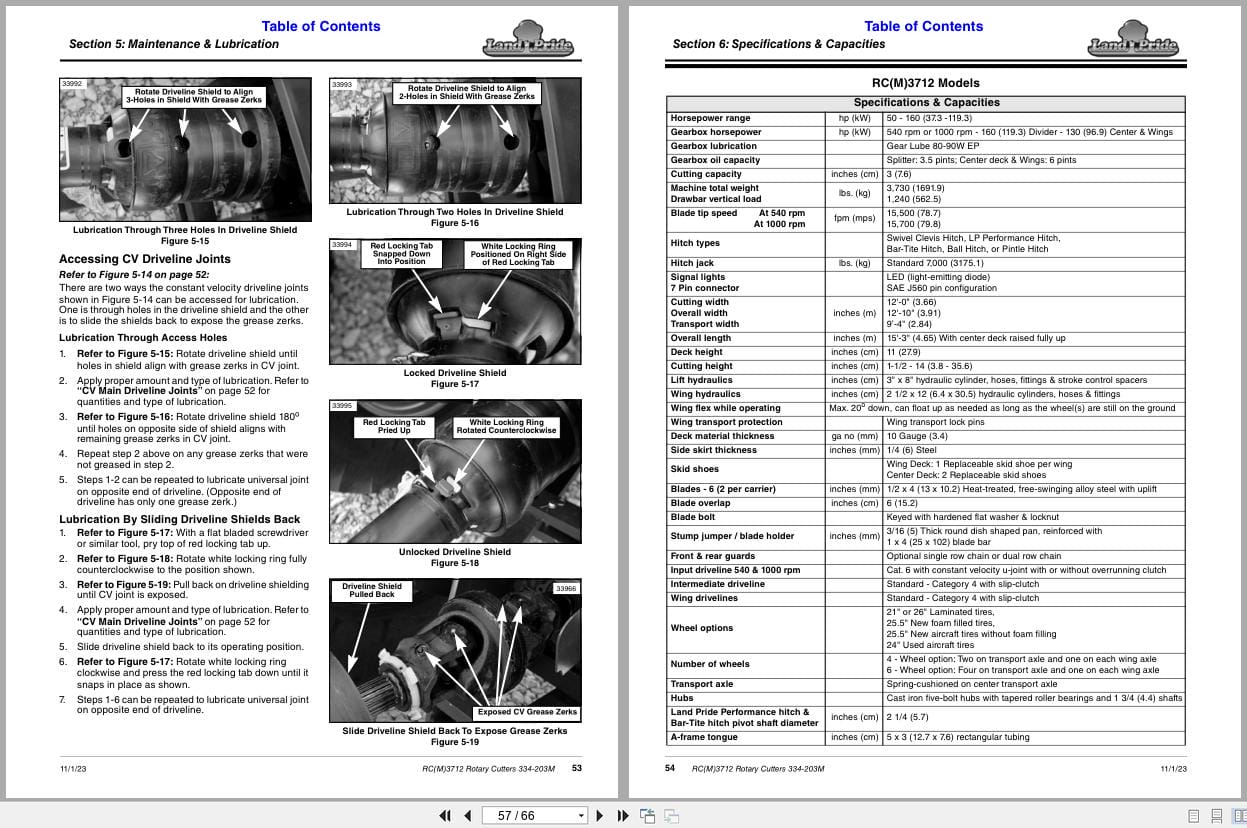Land Pride Rotary Cutters RC3712 RCM3712 Operation Manual 334 203M (2)