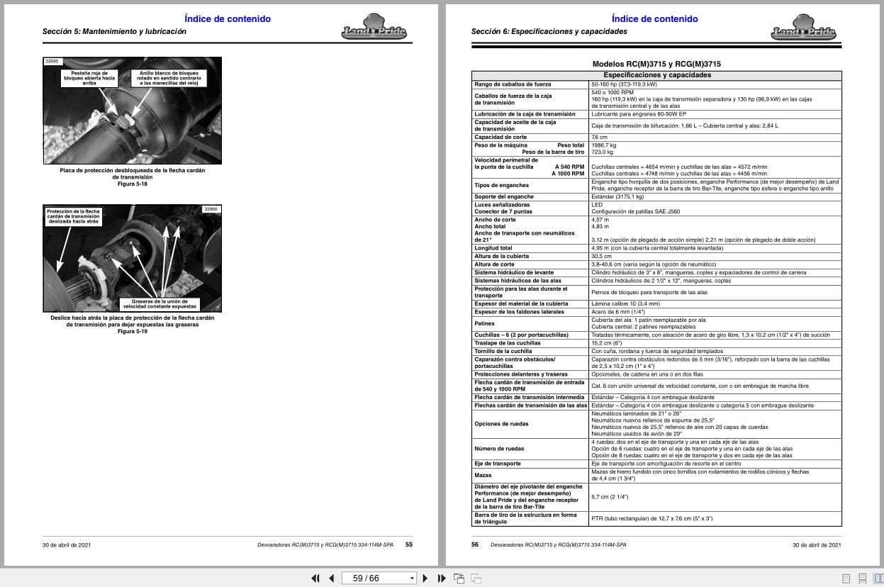 Land Pride Rotary Cutters RC3715 to RCG3715 Operator Manual 334 114M SPA ES (2)
