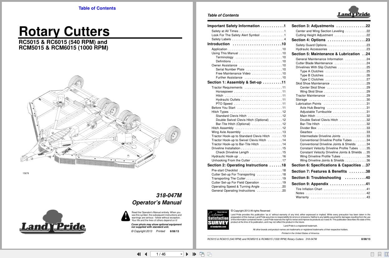 Land Pride Rotary Cutters RC5015 RC6015 RCM5015 RCM6015 Operation Manual 318 047M (1)