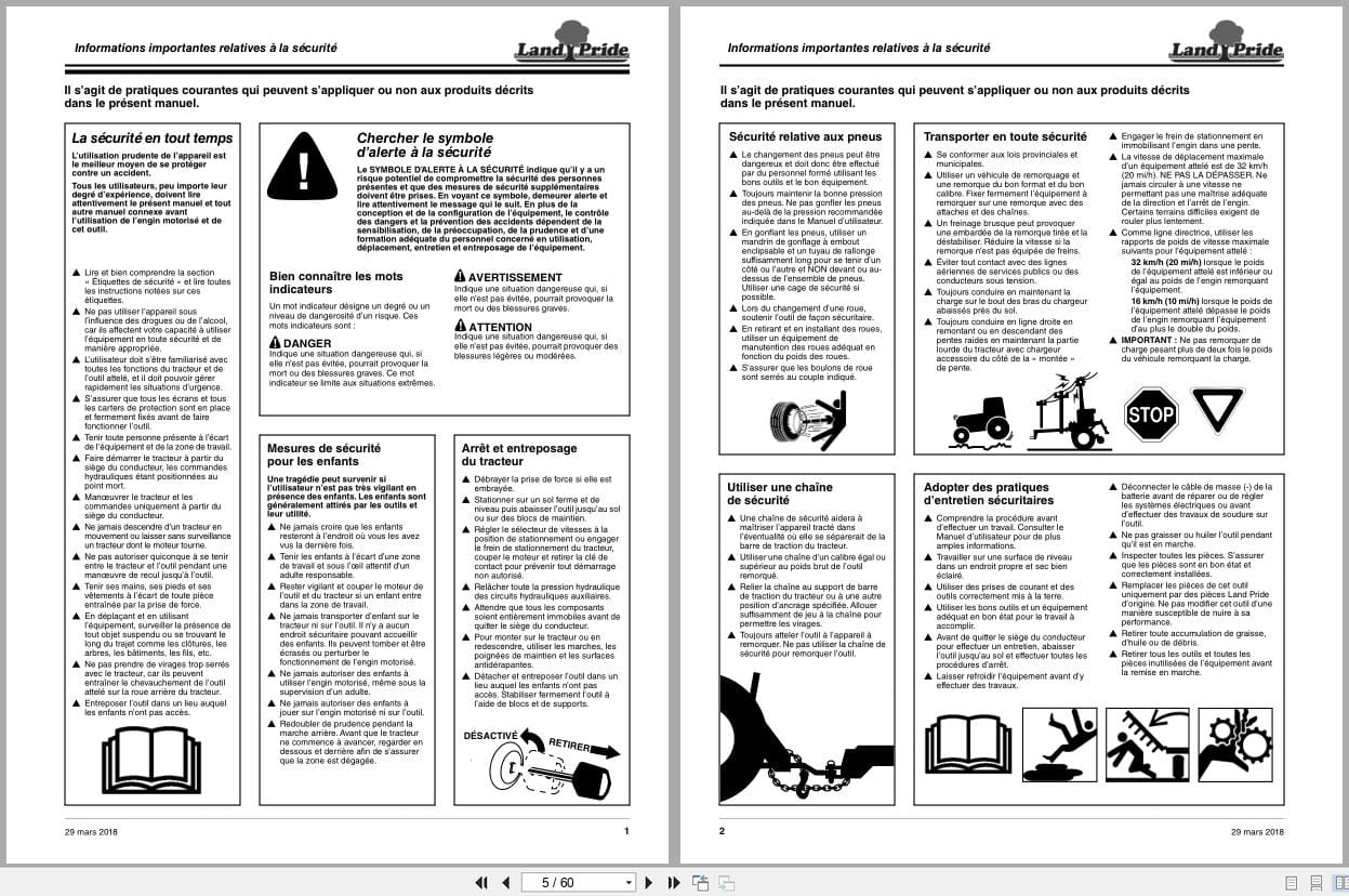 Land Pride Rotary Cutters RC5020 RCM5020 Operator Manual 318 474M FRC FR (2)